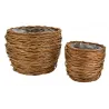 Cache pots en osier vieilli avec doublure (Lot de 2)