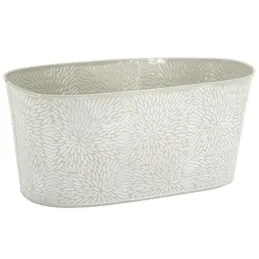 Corbeille ovale en métal laqué motif floral