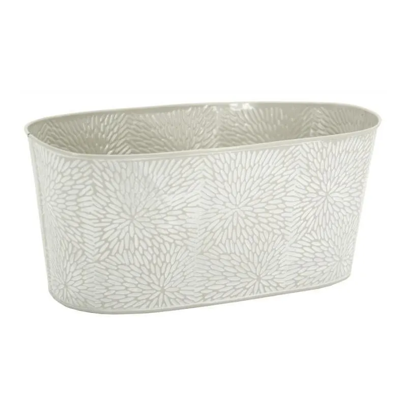 Corbeille ovale en métal laqué motif floral