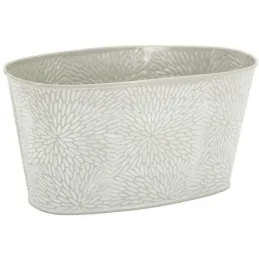 Corbeille ovale en métal laqué motif floral