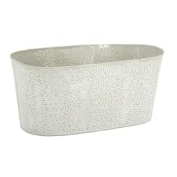 Corbeille ovale en métal laqué motif floral