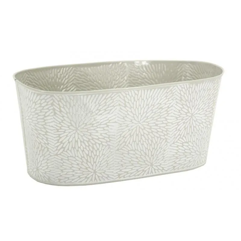 Corbeille ovale en métal laqué motif floral