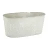 Corbeille ovale en métal laqué motif floral