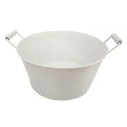 Corbeille ronde en métal laqué avec chevrons 25 cm