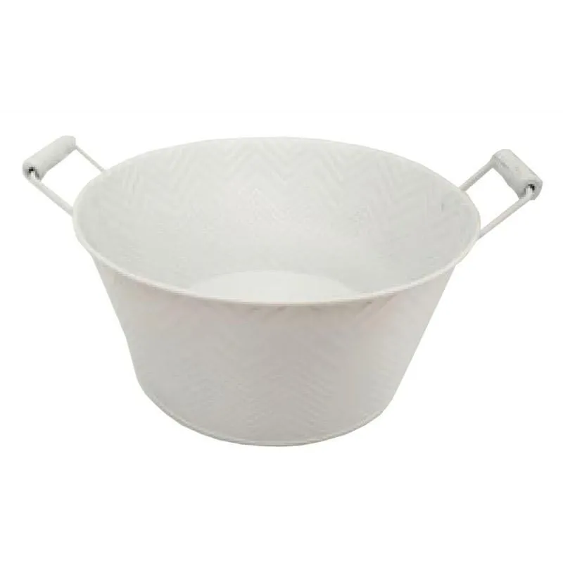 Corbeille ronde en métal laqué avec chevrons 25 cm