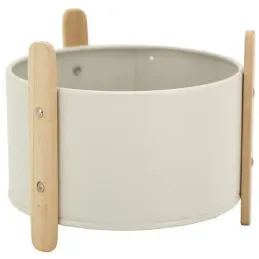 Cache-pot en métal laqué et bois