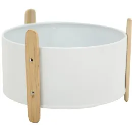 Cache-pot en métal laqué et bois