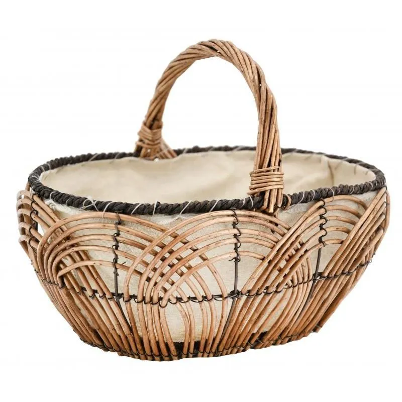 Panier en osier lacerie et jute 35 cm