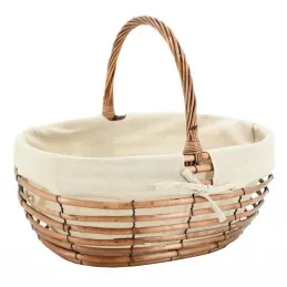 Panier ovale ajouré en osier et jute