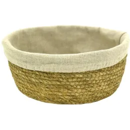 Corbeille en jonc naturel et jute