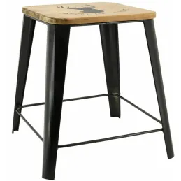 Tabouret en métal et bois L'appel de la forêt