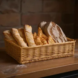 Manne en osier naturel avec passe-main