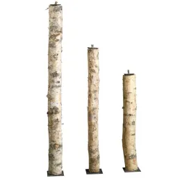 Bougeoirs hauts en bouleau et métal (Lot de 3)