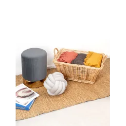 Pouf en velours et métal doré