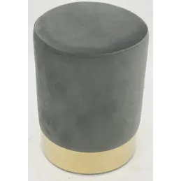 Pouf en velours et métal doré