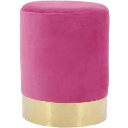 Pouf en velours et métal doré