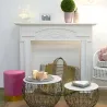 Pouf en velours et métal doré