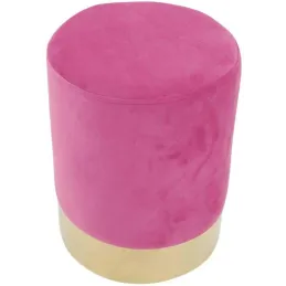 Pouf en velours et métal doré