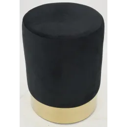 Pouf en velours et métal doré