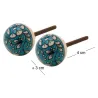 Boutons ronds en céramique fleurs bleues et blanches (Lot de 2)