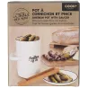 Pot à cornichon avec soucoupe et pince