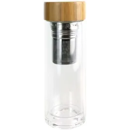 Bouteille de transport en verre double paroi avec infuseur à thé
