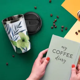 Mug de transport double paroi imprimé végétal 35 CL