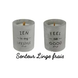 Bougie senteur linge frais pot en ciment