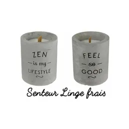 Bougie senteur linge frais pot en ciment