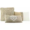 Coussins à motif en jute et coton blanc (Lot de 3)