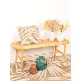 Coussins à motif en jute et coton blanc (Lot de 3)
