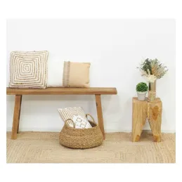 Coussins à motif en jute et coton blanc (Lot de 3)
