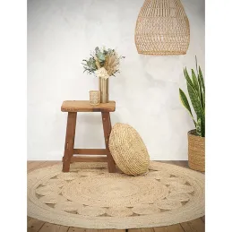 Tapis rond en jute naturelle ajourée