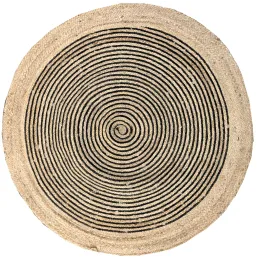 Tapis rond en jute et coton noir