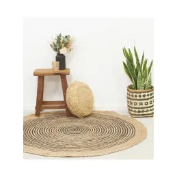 Tapis en jute et coton noir