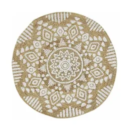 Tapis rond en jute naturelle motif ethique