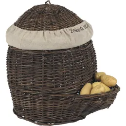 Patatière en osier brut et jute