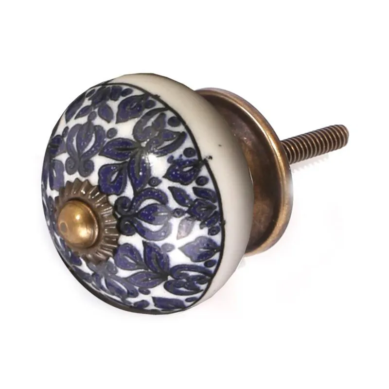 Bouton de meuble en grès à motif Paon