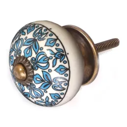 Bouton de meuble en grès à motif Paon