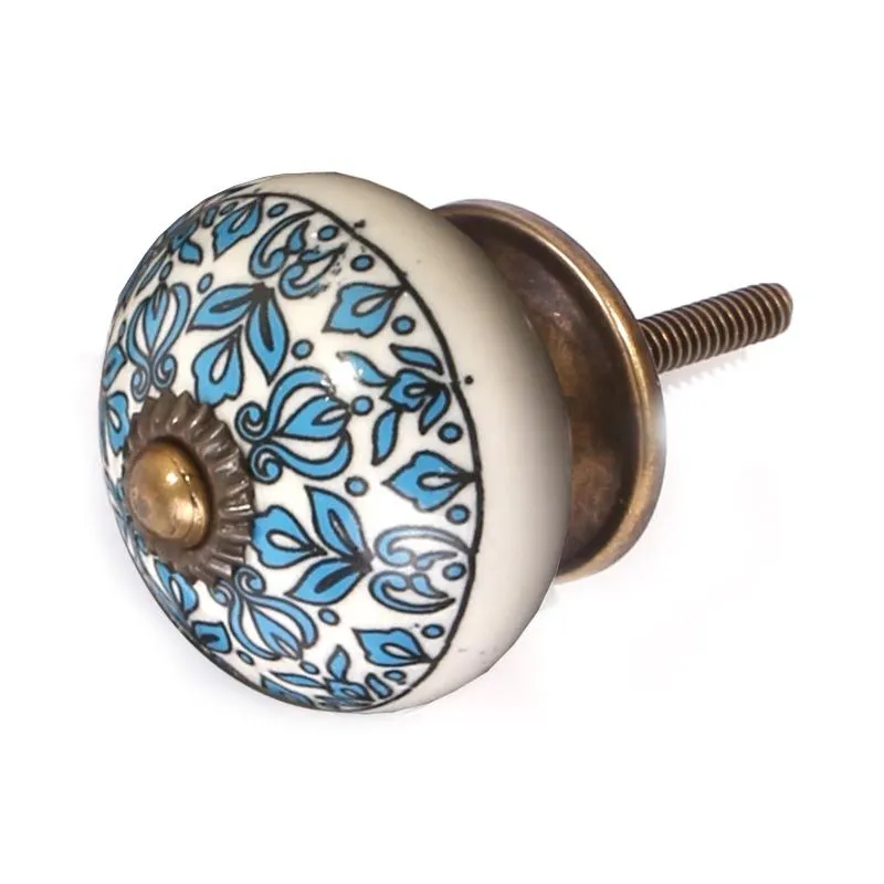 Bouton de meuble en grès à motif Paon