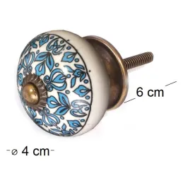 Bouton de meuble en grès à motif Paon
