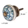 Bouton de meuble en grès à motif Paon