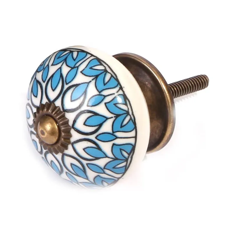 Bouton de meuble en grès à motif Paon