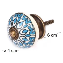 Bouton de meuble en grès à motif Paon