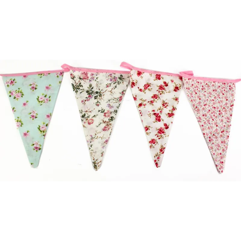 Guirlande fanions en tissu Vintage flower 3.15m