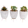 Plante artificielle dans pot en ciment sur pied (Lot de 3)