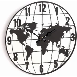 Horloge effet miroir mappemonde 30 cm