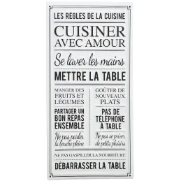 Plaque décorative en métal Les règles de la cuisine 30x60 cm