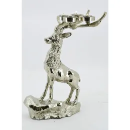 Cerf porte-bougies aluminium
