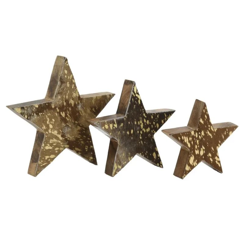 Étoiles à poser en bois et peau de vache